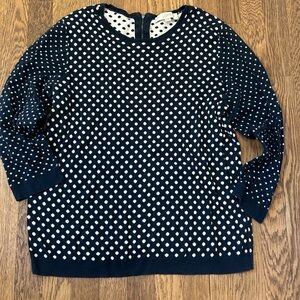 Loft Navy and White Polka Dot Women's Sweater